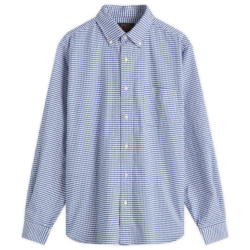 Srajce BEAMS Beams Plus Button Down Gingham Oxford Shirt, Size Medium Modra | 3811-0077-139-75