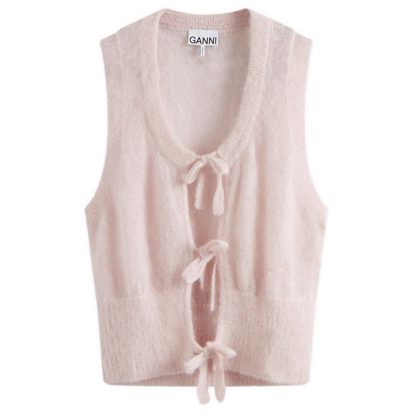 Telovnik GANNI Tie String Vest in Lilac Bež | K2268-395