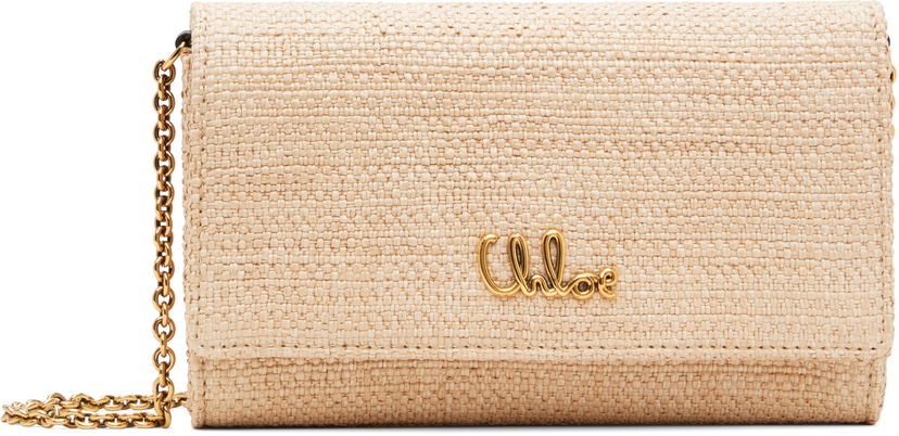 Torba za čez ramo CHLOÉ Chloé Iconic Flap Wallet On Chain Clutch Bež | CH25UP559P19