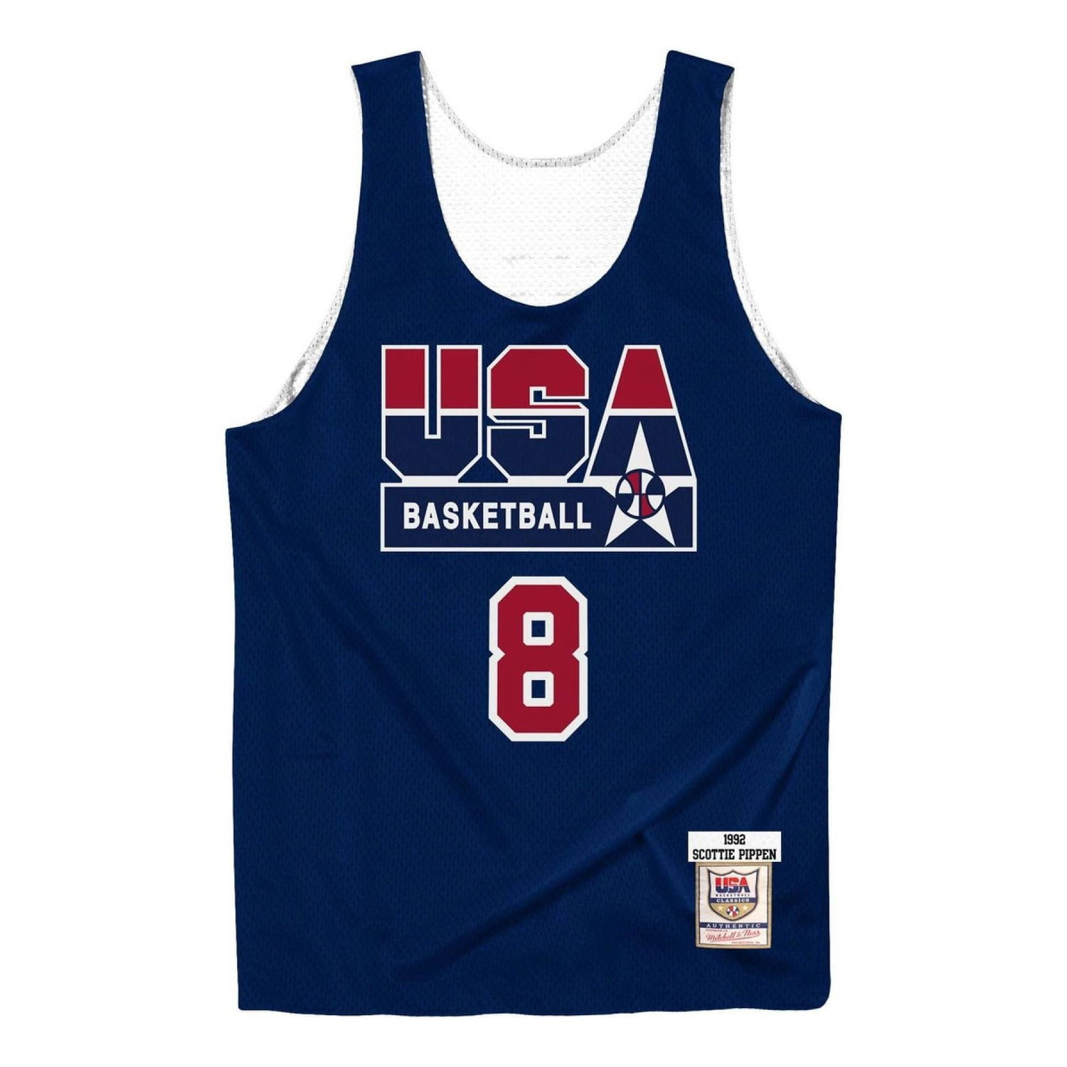 Majica brez rokavov Mitchell & Ness Mitchell & Ness Team USA 1992 Scottie Pippen Basketball Reversible Jersey Modra | ARPJLG18029-USANAVY92SPI, 0