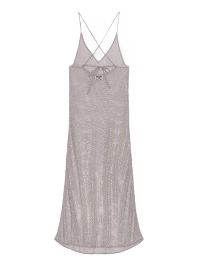 Obleke GANNI Embellished Mesh Dress Siva | F7870-018