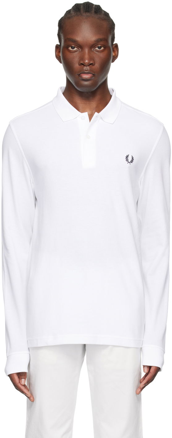 Polo majica Fred Perry Long Sleeve Polo Bela | M6006
