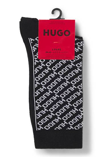 Nogavice BOSS Two-pack of regular-length assorted logo socks Črna | 50543196, 1