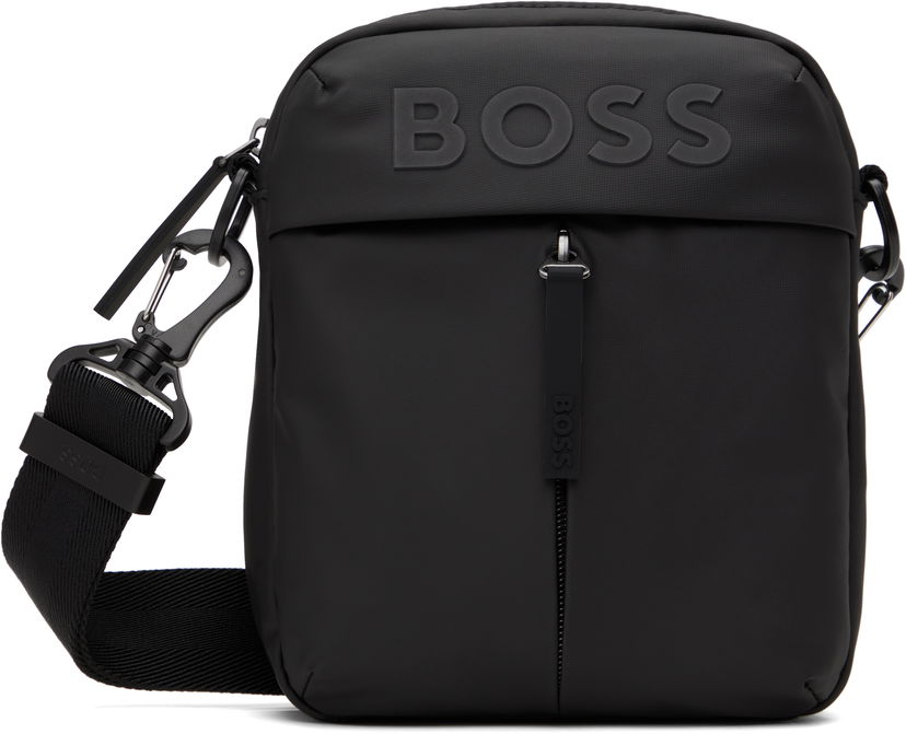Torba za čez ramo BOSS Faux-Leather Reporter Bag Črna | 50516893