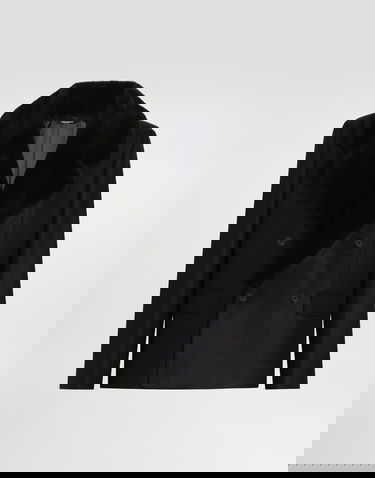 Jakna Dolce & Gabbana Dolce & Gabbana Double-breasted Jacket with Fur-Effect Collar Črna | G2VK3ZHU2A8N0000, 0