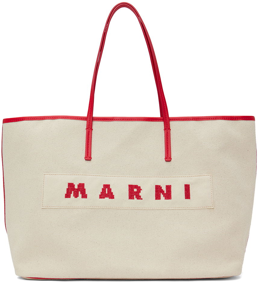 Tote bag Marni Small Reversible Janus Shopping Tote Bež | SHMP0113U0 P6535, 0