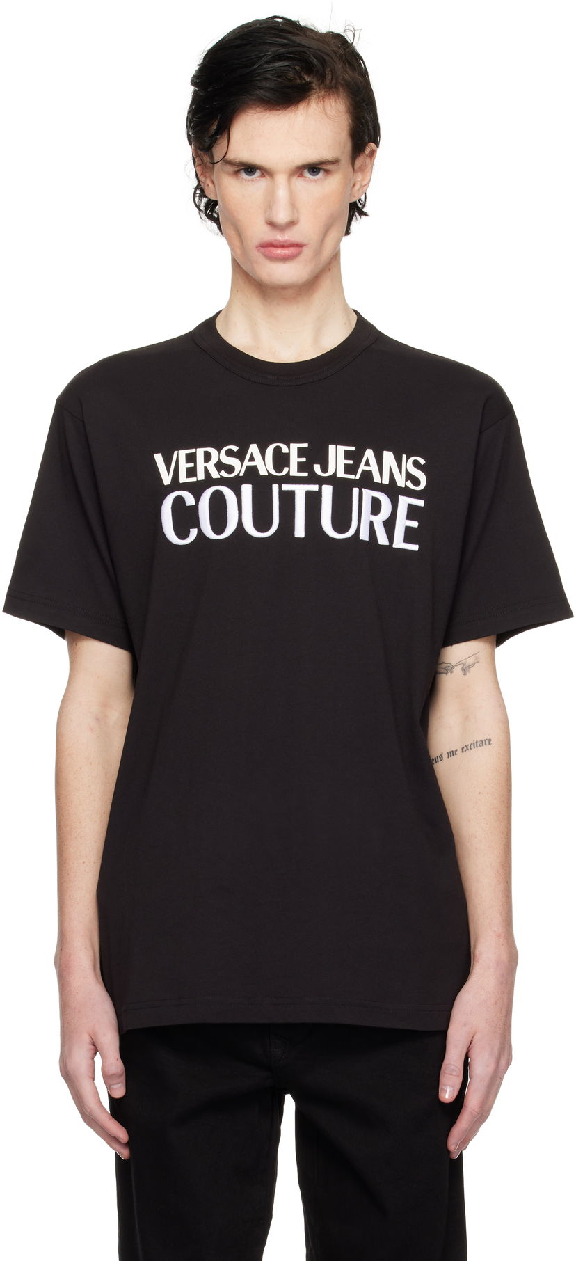 Majica Versace Embroidered Logo T-Shirt Črna | E77GAHL03_ECJ01L