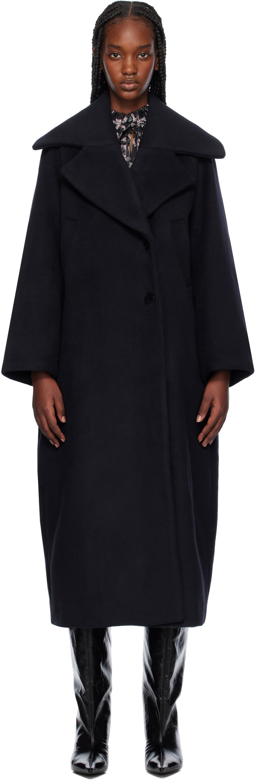 Plašči GANNI Recycled Wool Oversized Coat Črna | F9573