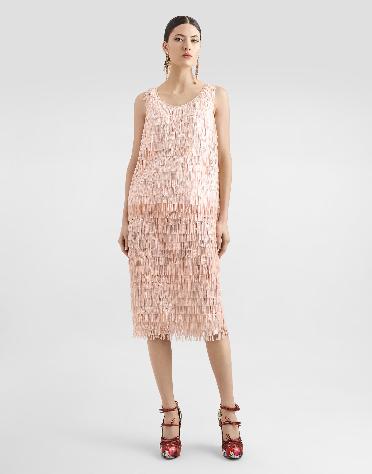 Krila Dolce & Gabbana Dolce & Gabbana Fringed Sequined Midi Skirt Roza | F4BCFTFLSLRF1218, 1