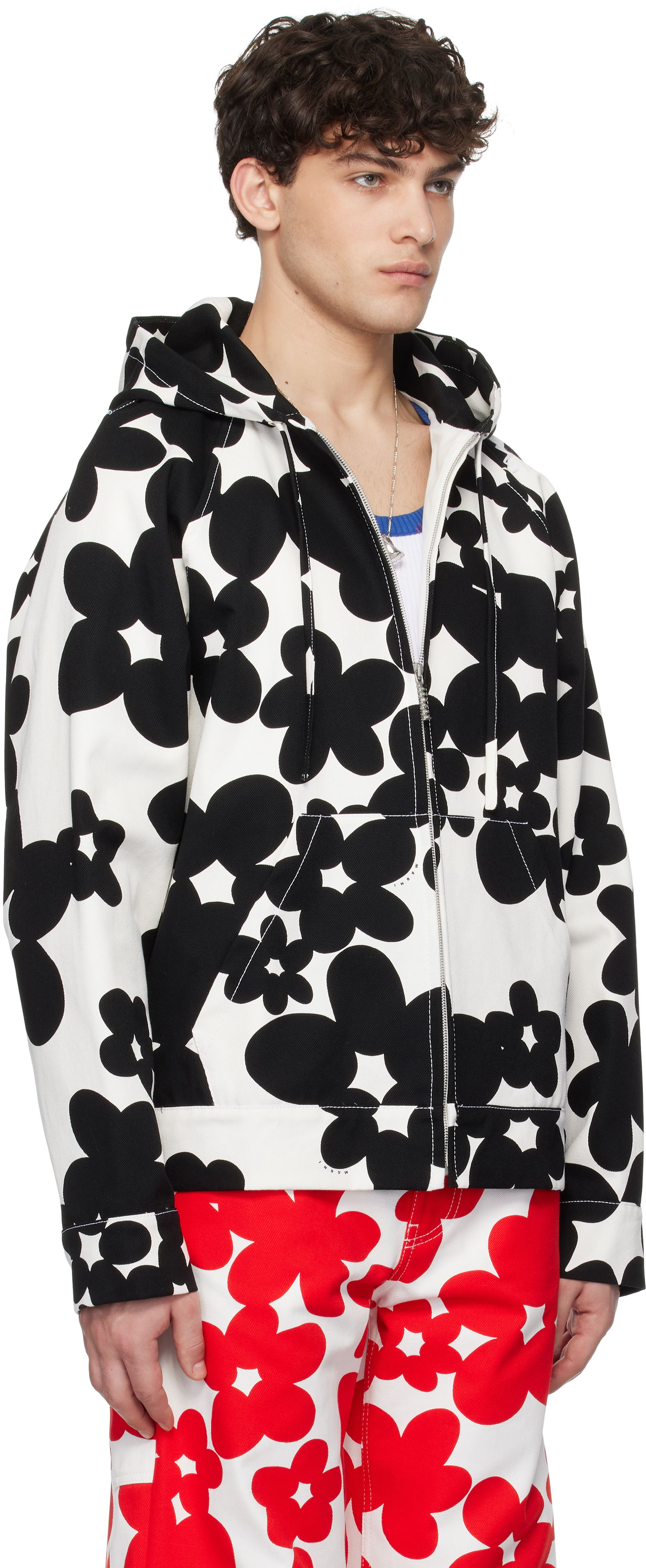 Pulover Marni Marni Dillies Print Hooded Jacket Bela | JUMU0182SU UTC462, 1