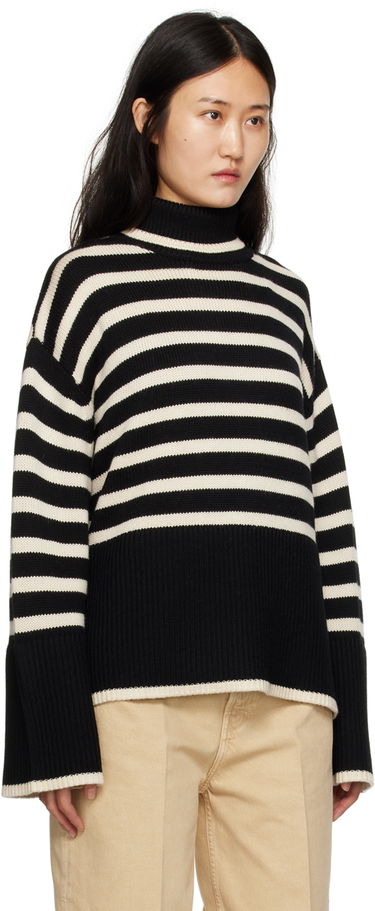 Pleteni pulover TOTEME Signature Stripe Turtleneck Sweater Bež | 212-562-758, 4