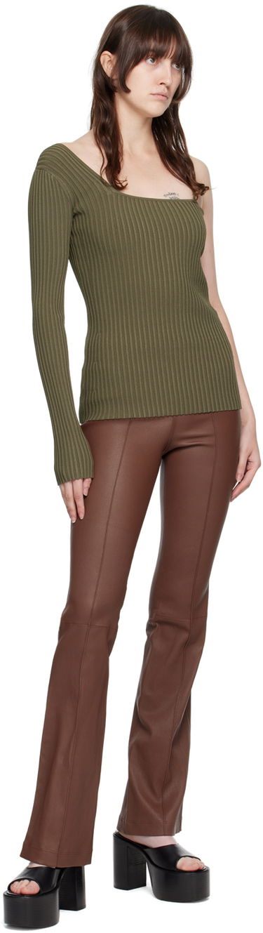 Majica Helmut Lang One Shoulder Ribbed Long Sleeve Top Zelena | M06HW704, 3