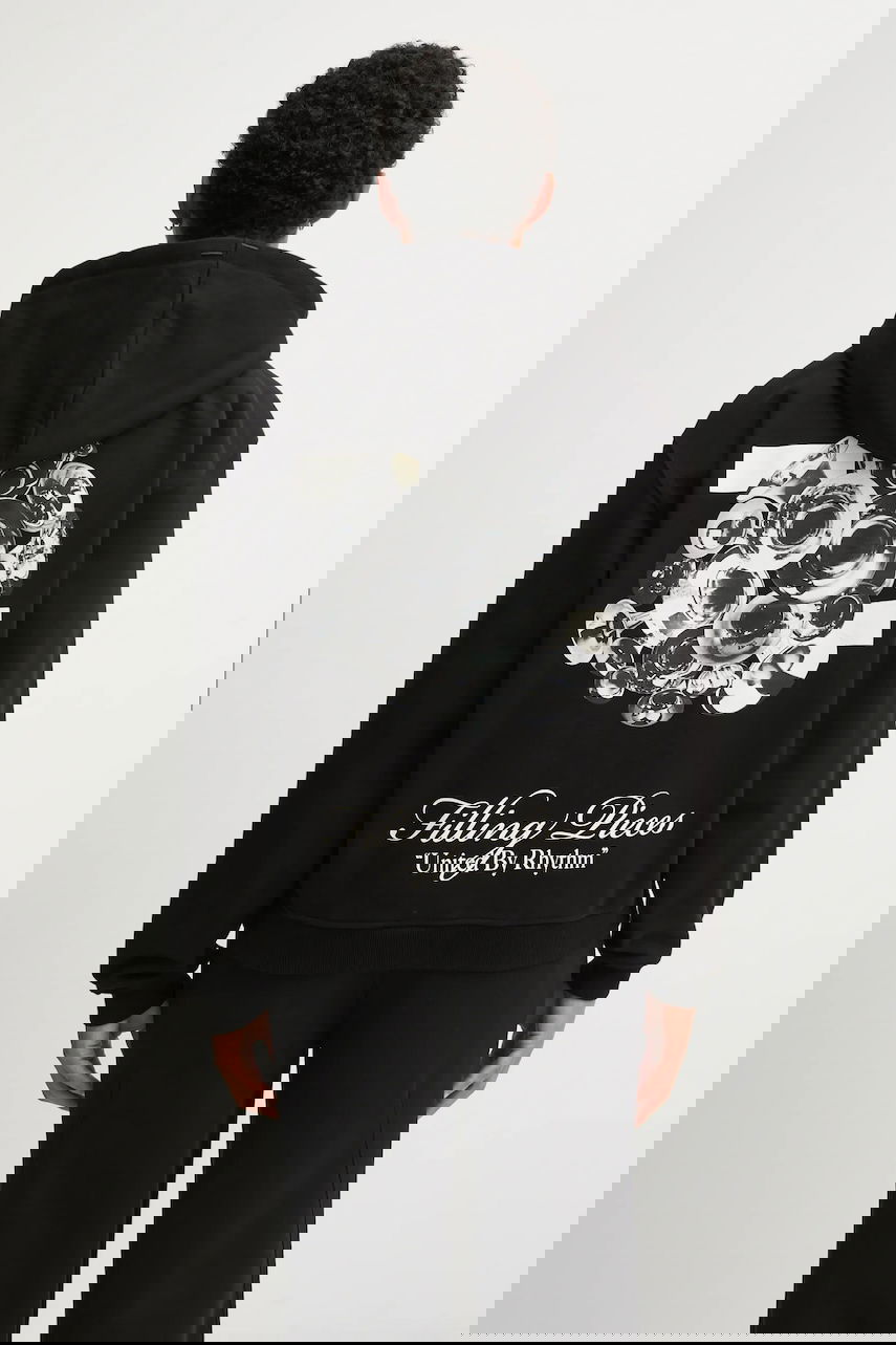 Pulover Filling Pieces Bouquet Zip Hoodie with Print Črna | 422533501122, 0