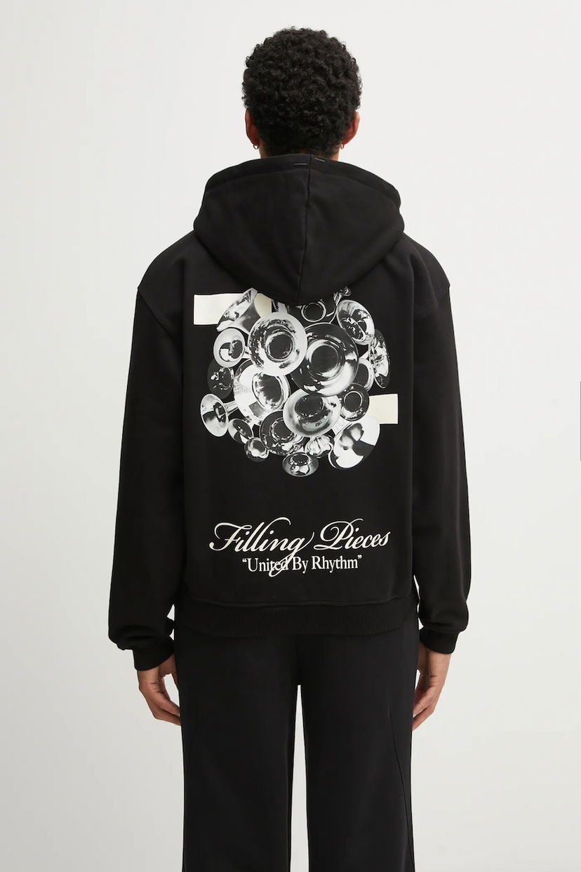 Pulover Filling Pieces Bouquet Zip Hoodie with Print Črna | 422533501122