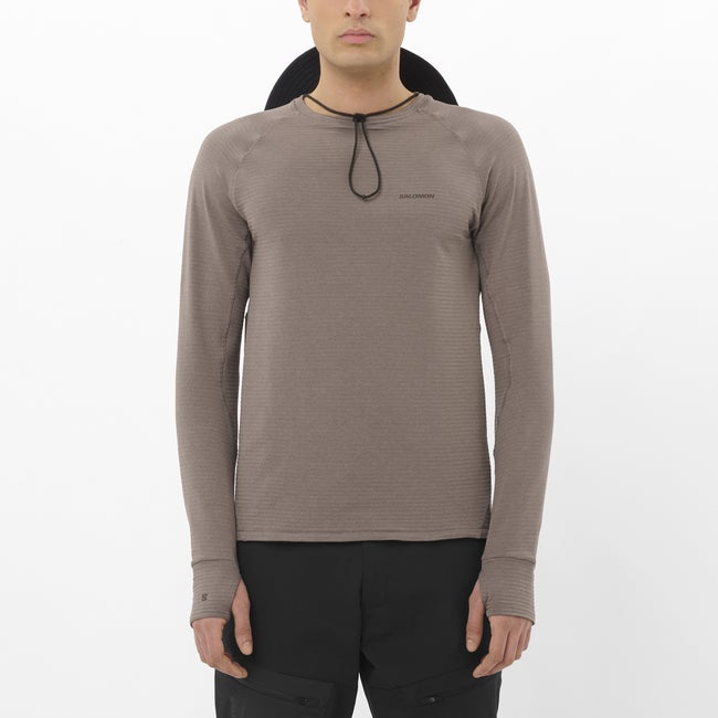 Majica Salomon Essential Lightwarm Ribbed Long Sleeve Base Layer Rjava | LC2604000