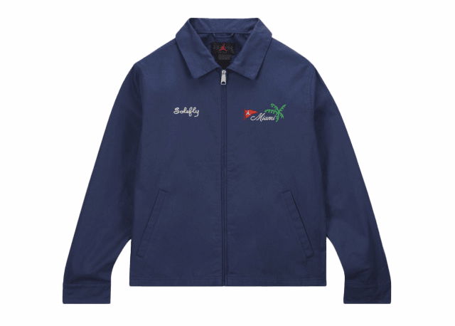 Jakna Jordan Jordan Pro x Solefly Coaches Jacket Midnight Navy/Fossil Mornarica | FQ3804-410