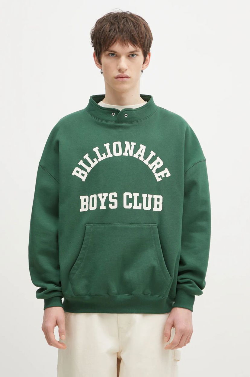 Pulover BILLIONAIRE BOYS CLUB Stand Collar Sweatshirt with Print Zelena | B24444