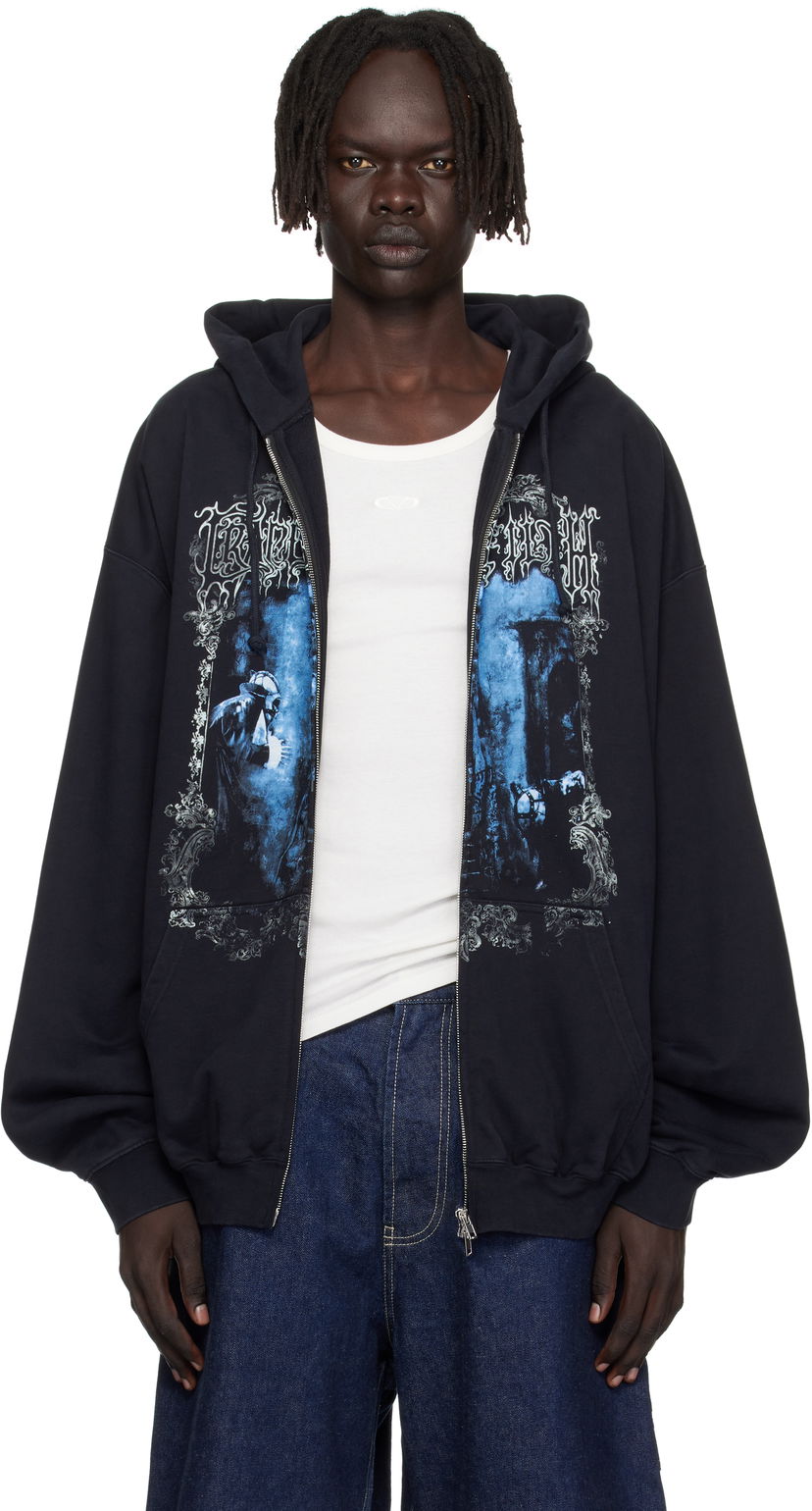 Pulover VETEMENTS VETEMENTS Cradle of Filth Oversized Zip-Up Hoodie Črna | UCF76ZU800B