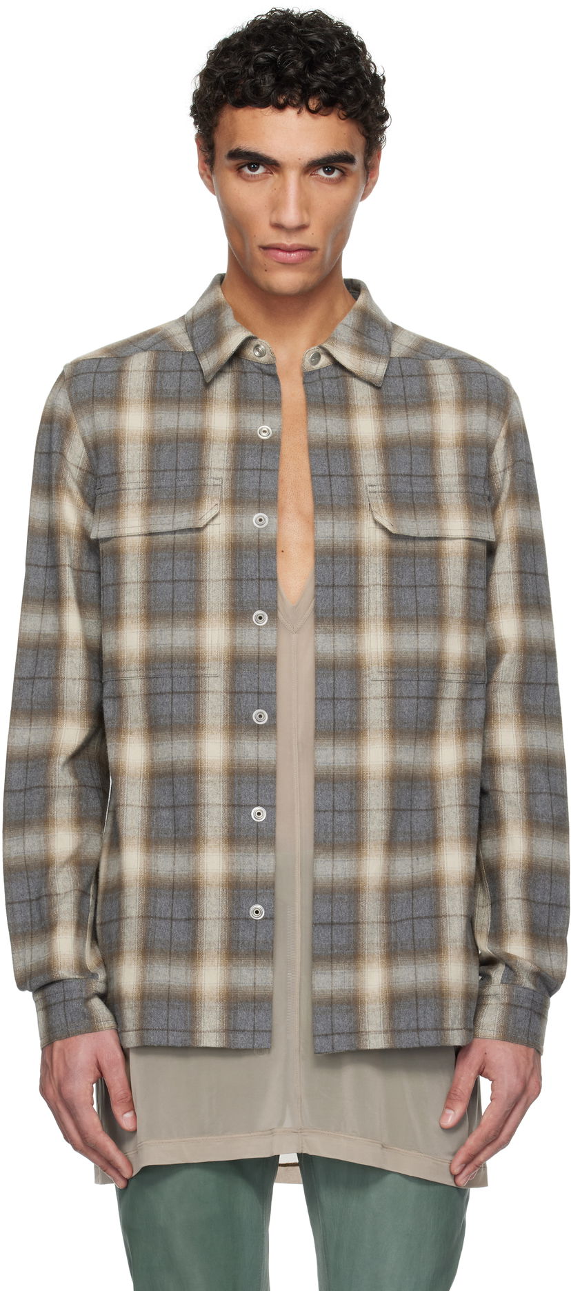 Srajce Rick Owens Rick Owens Hollywood Plaid Overshirt Rjava | RU01E5236 CP