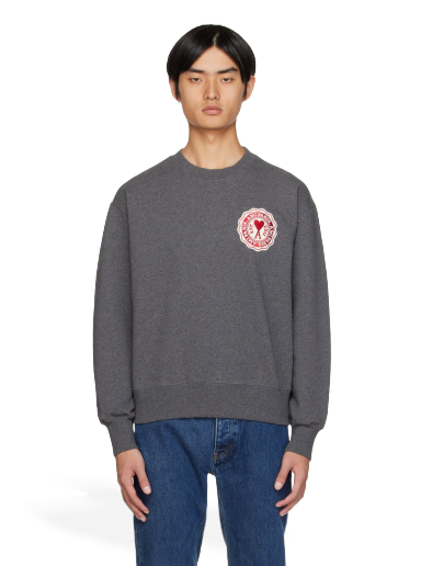 Pulover AMI Patch Sweatshirt Siva | USW011.739