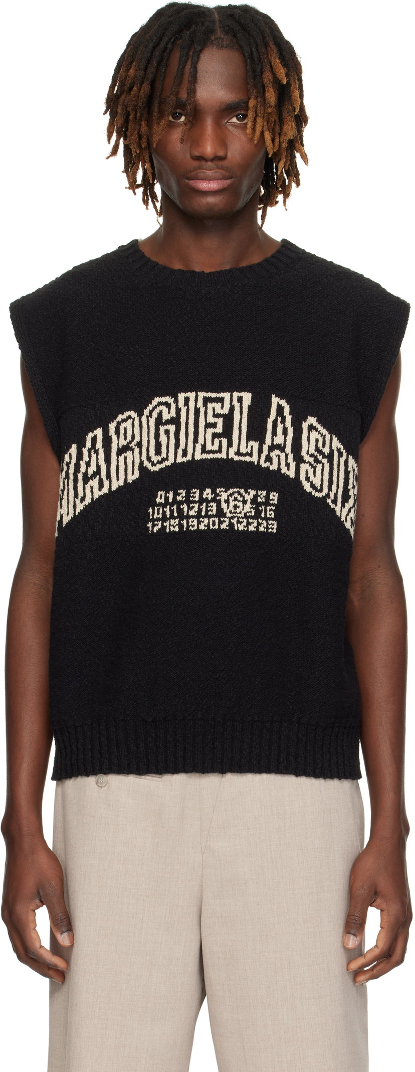 Pleteni pulover Maison Margiela MM6 Maison Margiela Paneled Knit Vest Črna | SH0FB0012 M13084