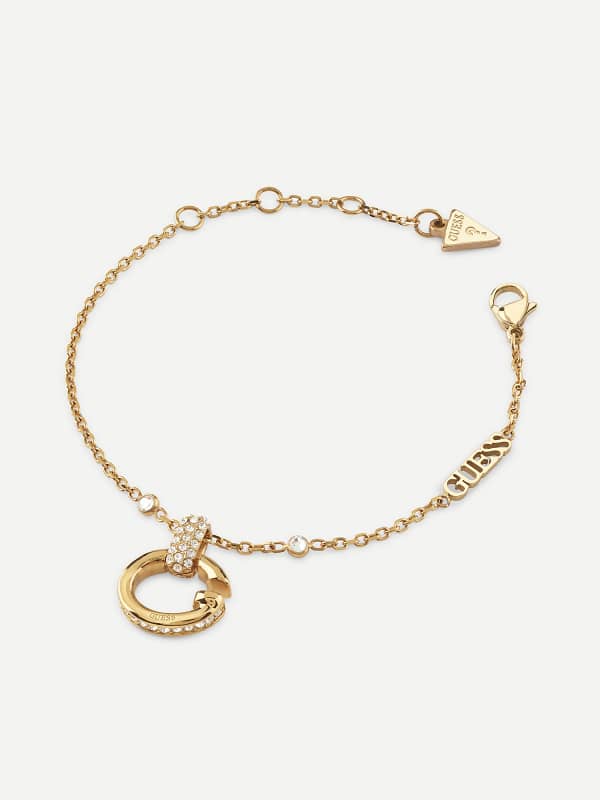 Zapestnica GUESS Golden Chain Bracelet With Crystal Pendant Kovinski | JUBB04519JW