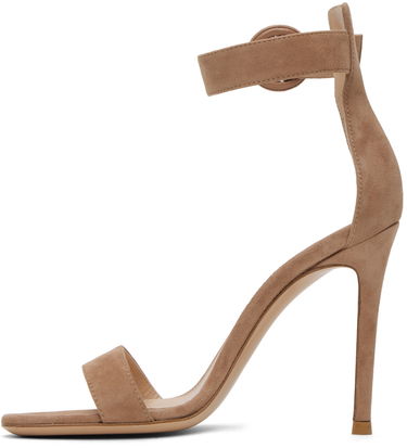 Superge in čevlji Gianvito Rossi Portofino Suede Heeled Sandals Bež | G61096.15RIC.CAM, 2