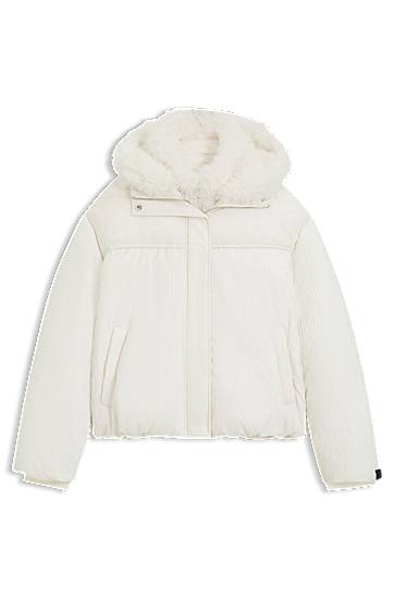 Puhovka BOSS Water-repellent Puffer Jacket with Detachable Faux-Fur Bib Bela | 50546842