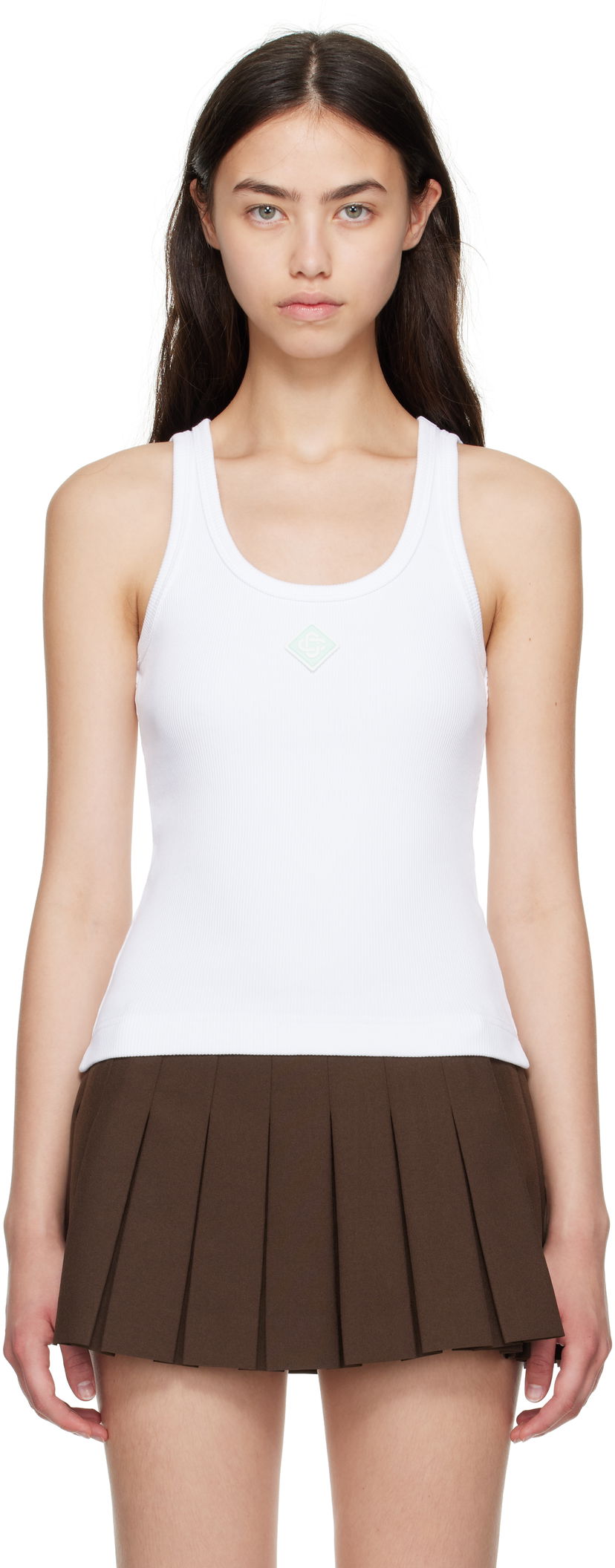 Majica brez rokavov Casablanca Casablanca Ribbed Jersey Tank Top Bela | WPF25-JTS-039-02