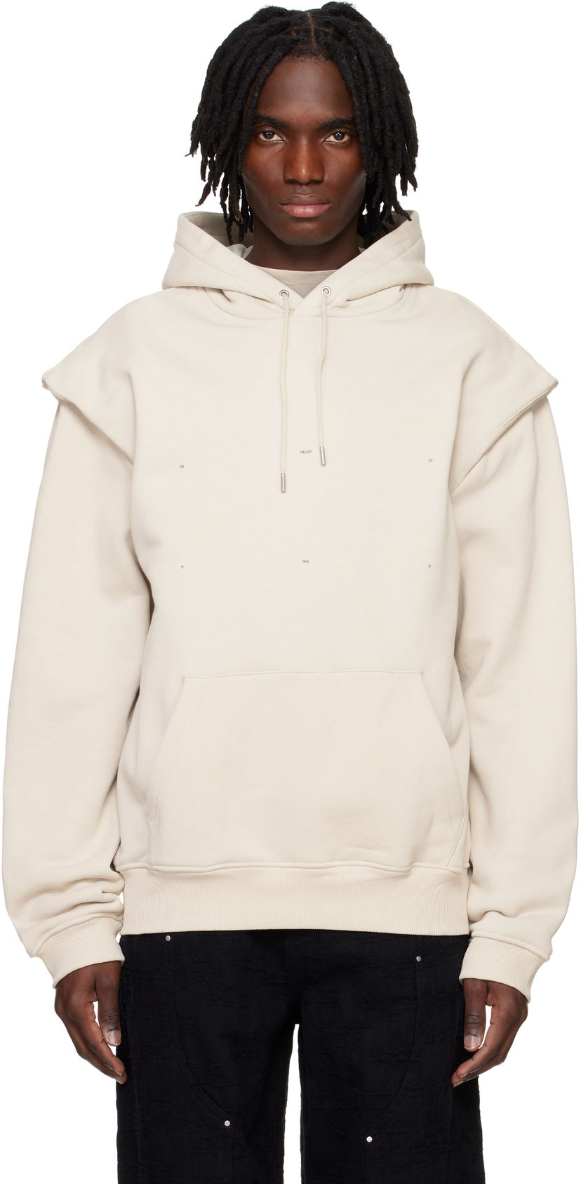 Pulover HELIOT EMIL Outline Logo Hoodie by HELIOT EMIL Bež | PRESS25_M_08_053_ST18_CO