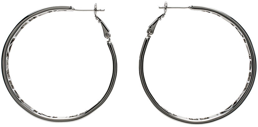Uhani VETEMENTS Small Logo Hoop Earrings Siva | UE64EA180S