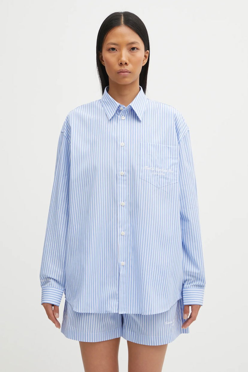 Srajce Sporty & Rich Eden Script Oversized Relaxed Striped Classic Collar Shirt Večbarvna | SI00760673ST61