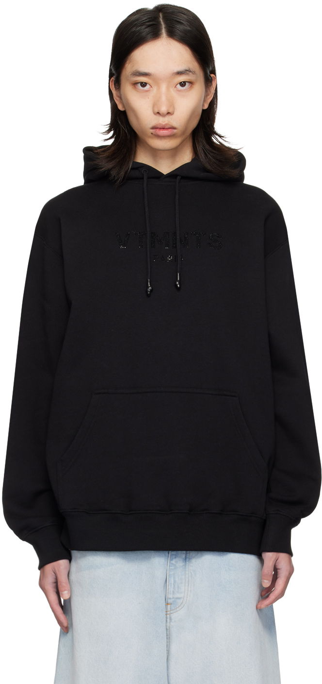 Pulover VETEMENTS Crystal Logo Hoodie Črna | VL22HD300B