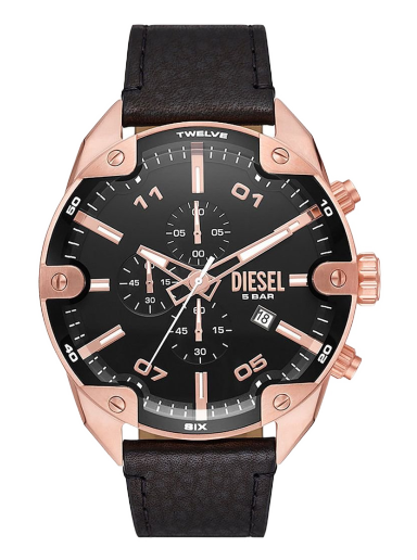 Ure Diesel Spiked Chronograph Leather Watch Črna | DZ4607