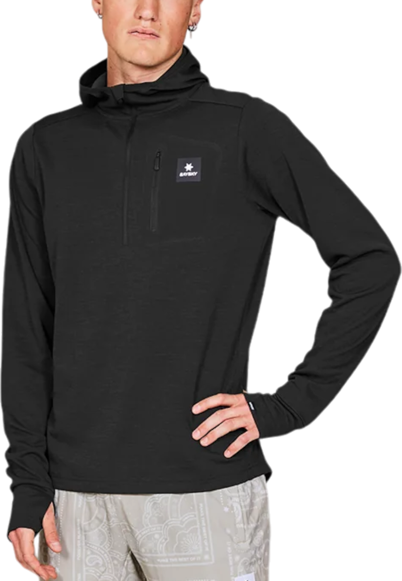 Pulover Saysky Saysky Pace Half Zip Hoodie Črna | mmrho01c9001