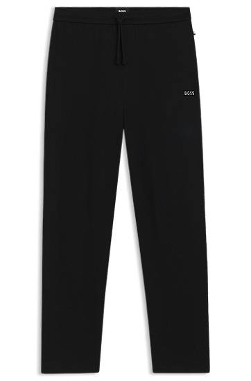 Trenirka BOSS BOSS Cotton-Blend Pyjama Bottoms with Embroidered Logo Črna | 50535877