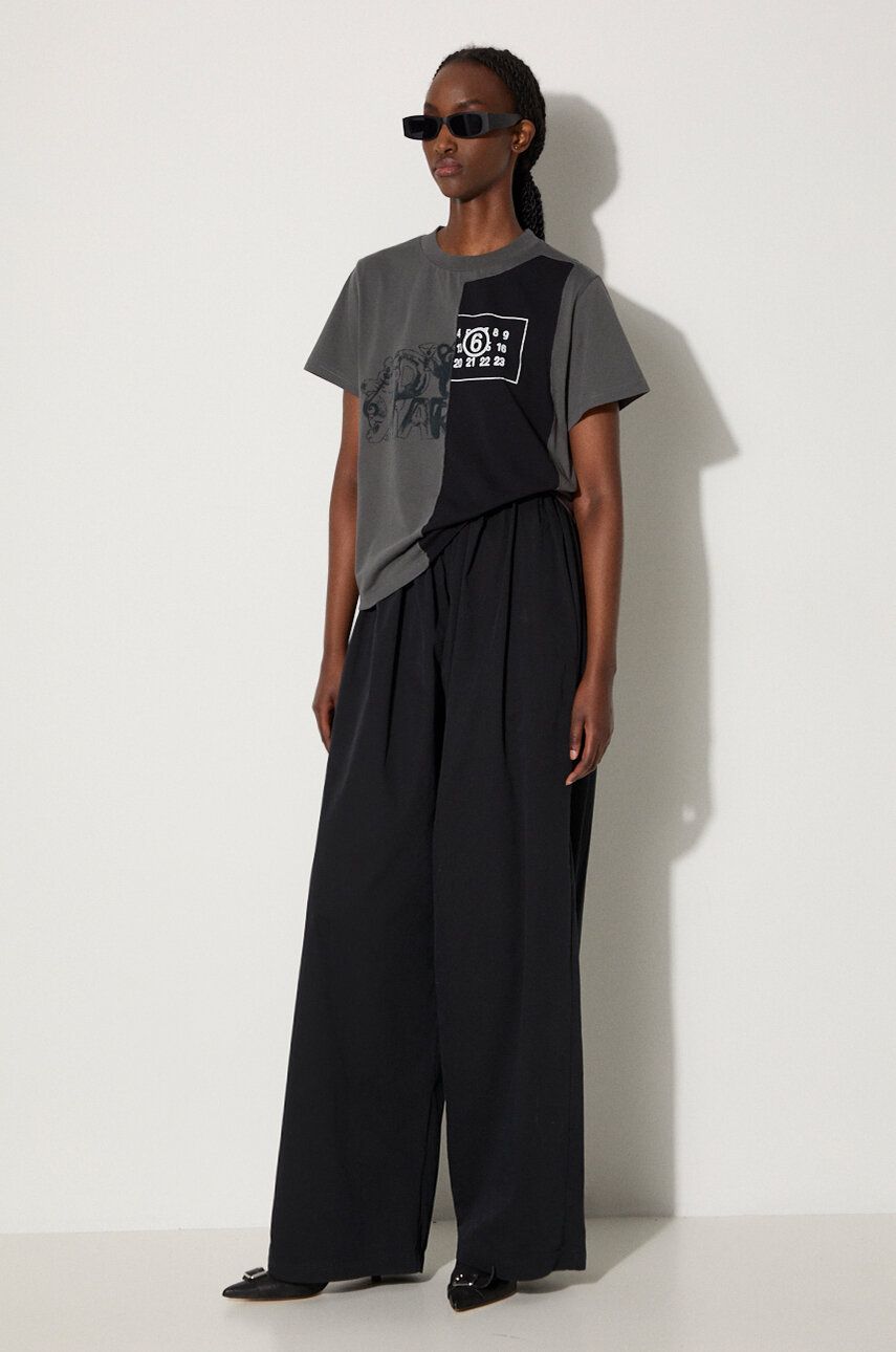 Majica Maison Margiela MM6 Off-White Spliced Cropped T-Shirt Bela | S52GC0316 S24311, 1