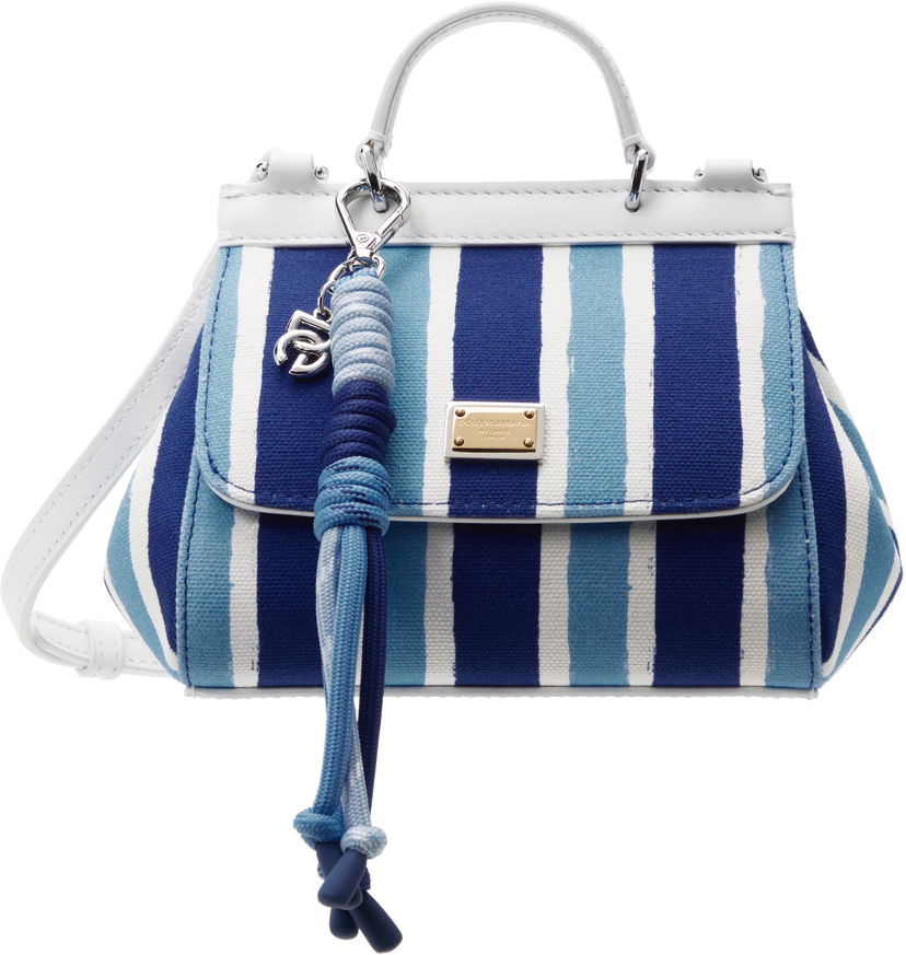 Torbica Dolce & Gabbana Dolce&Gabbana Sicily Striped Canvas Crossbody Bag Modra | EB0003 AD591
