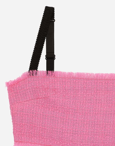 Majica brez rokavov Dolce & Gabbana Raschel Tweed Crop Top With Straps Roza | F79DATFMMHNF0758, 2