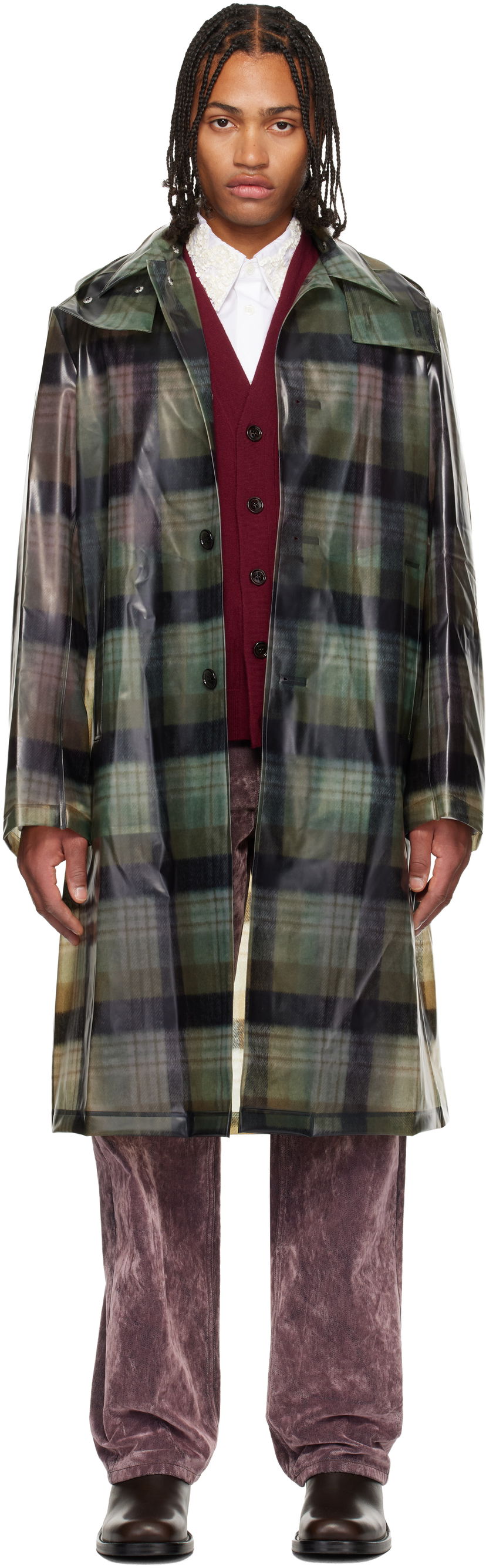 Dežni plašč Dries Van Noten Plaid Translucent Loose Fit Mac Raincoat Večbarvna | 252-020251-2083