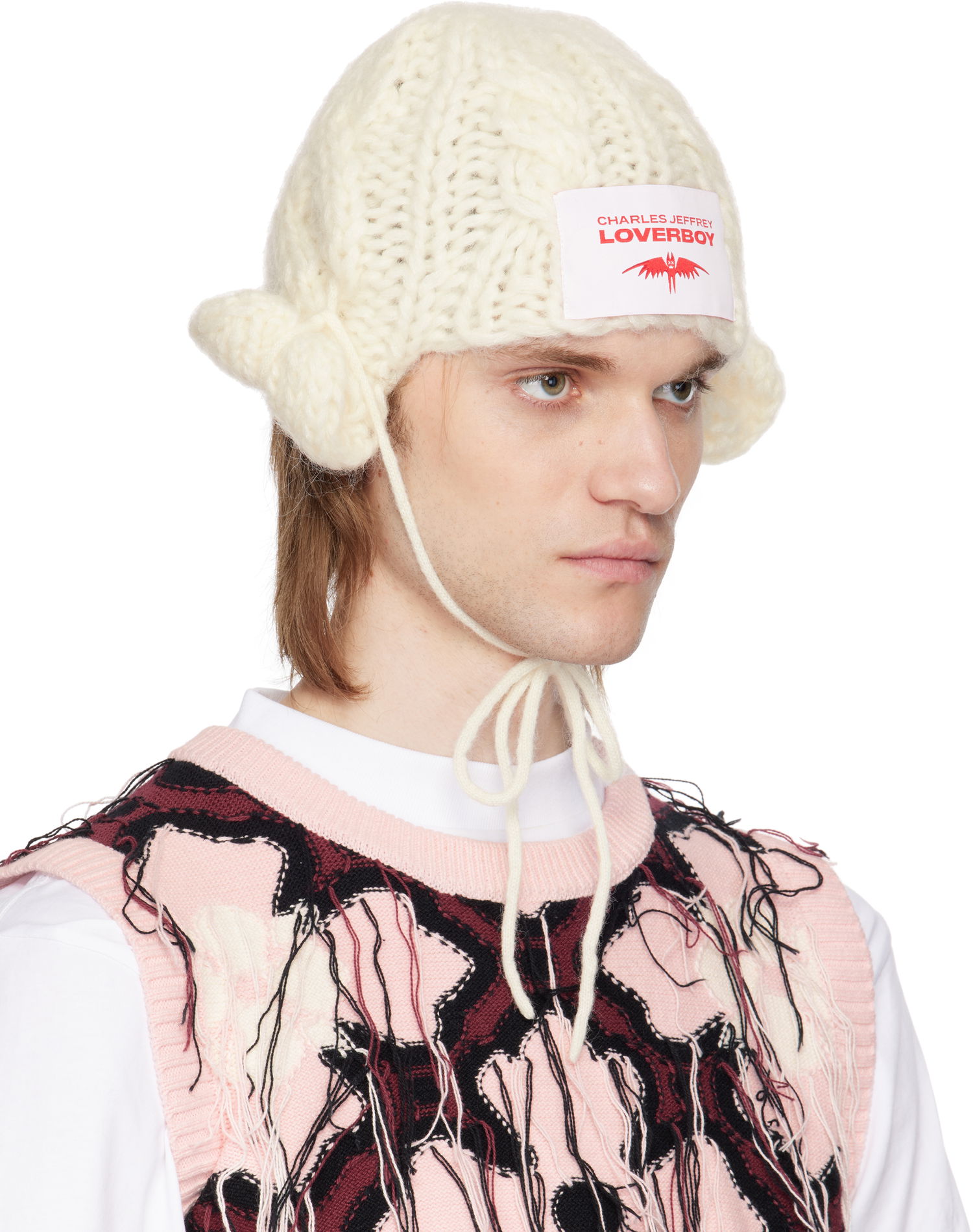 Beanie Charles Jeffrey Loverboy Charles Jeffrey LOVERBOY Chunky Aviator Beanie with Earflaps Bela | 54130201, 1