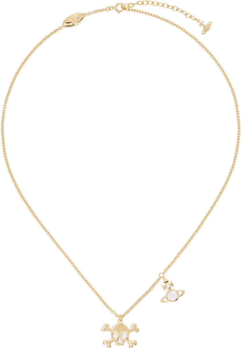 Ogrlica Vivienne Westwood Vivienne Westwood Gold-Tone Franky Skull & Orb Pendant Necklace Kovinski | 630203FY-01R102-