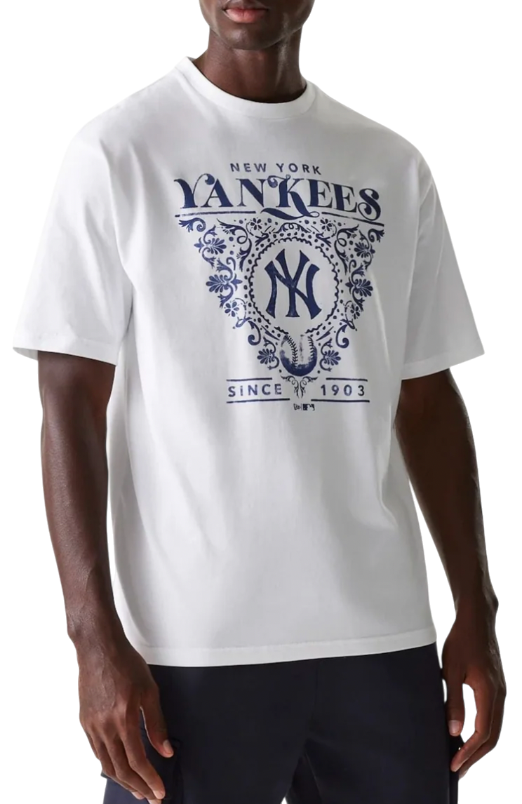 Majica New Era New Era MLB New York Yankees Floral Graphic Oversized T-Shirt Bela | 60667845-60667845