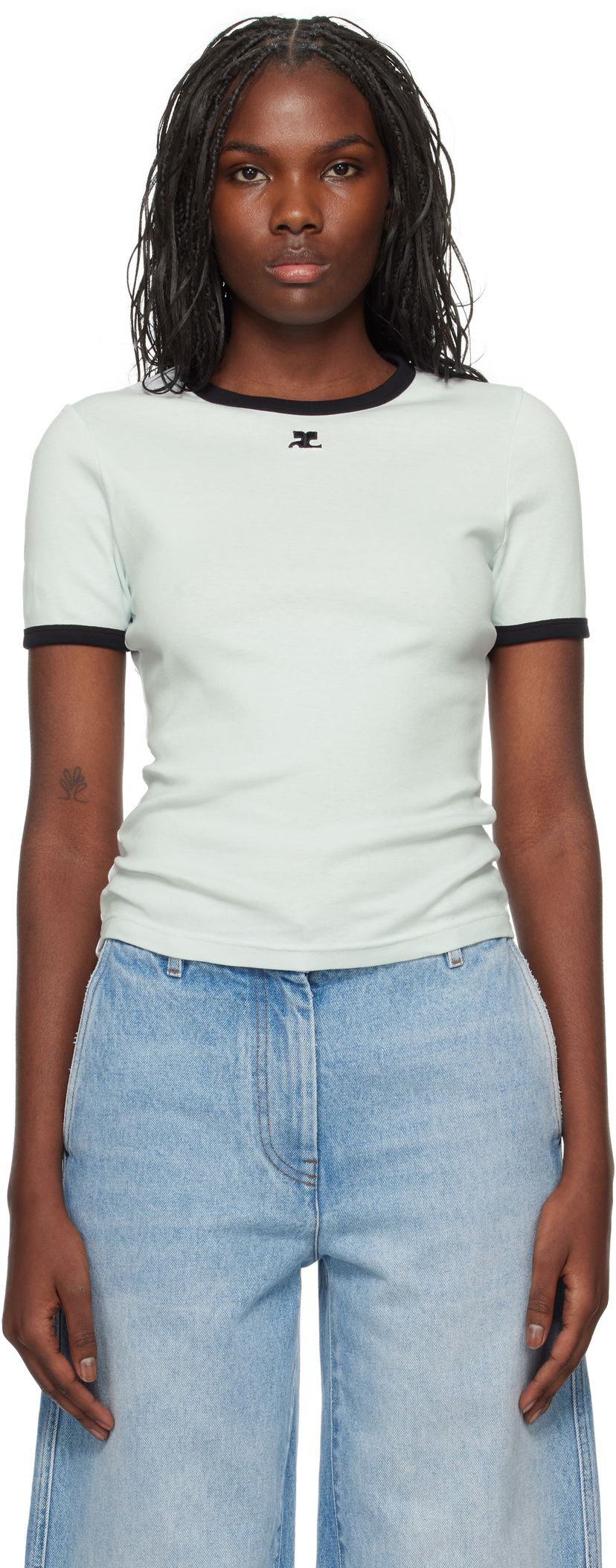Majica Courrèges Signature Contrast T-Shirt Zelena | 223JTS017JS0070