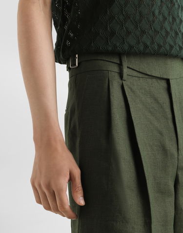 Kratke hlače Dolce & Gabbana Dolce & Gabbana Linen Shorts with Belt Zelena | GP10WTFU4MCV0304, 3