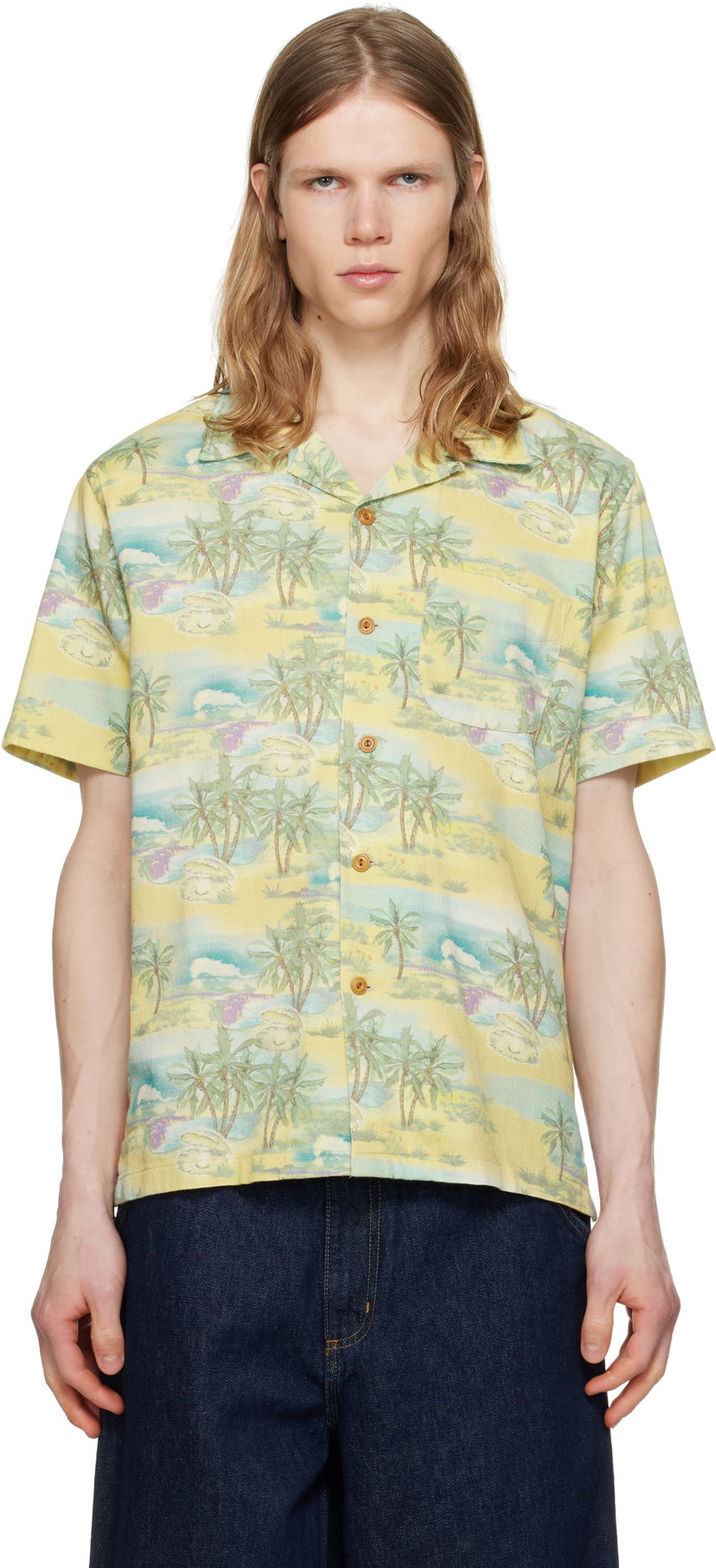 Srajce Nudie Jeans Nudie Jeans Arvid Pearls Print Shirt Rumena | 140878