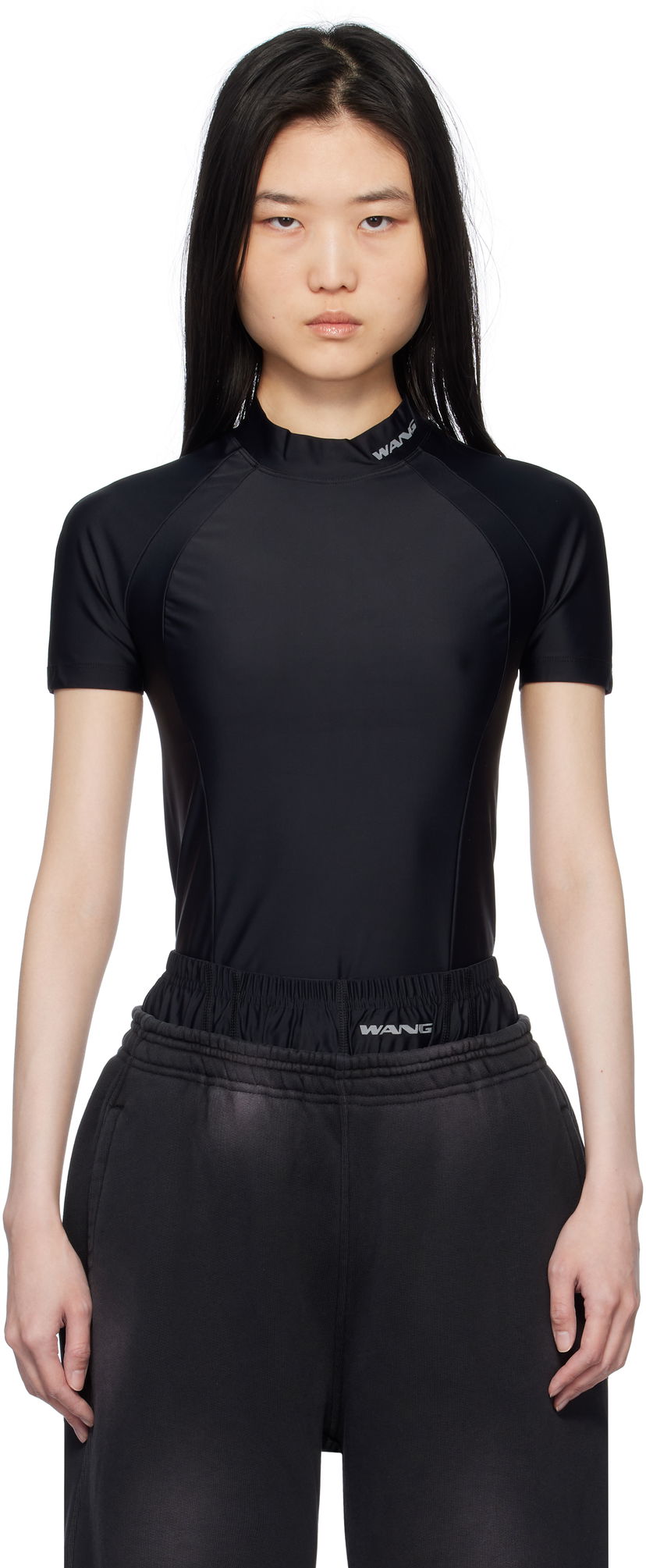 Majica brez rokavov Alexander Wang Alexander Wang.t Logo Detailed Rash Guard Črna | 4CC1251533