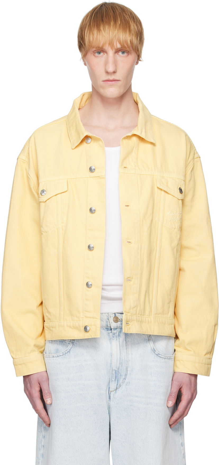 Jakna MAISON KITSUNÉ Maison Kitsuné Trucker Denim Jacket Rumena | OM02103WD4012