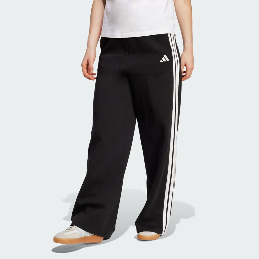 Hlače adidas Performance 3-Stripes Fleece Wide-Leg Pants Črna | KB5323