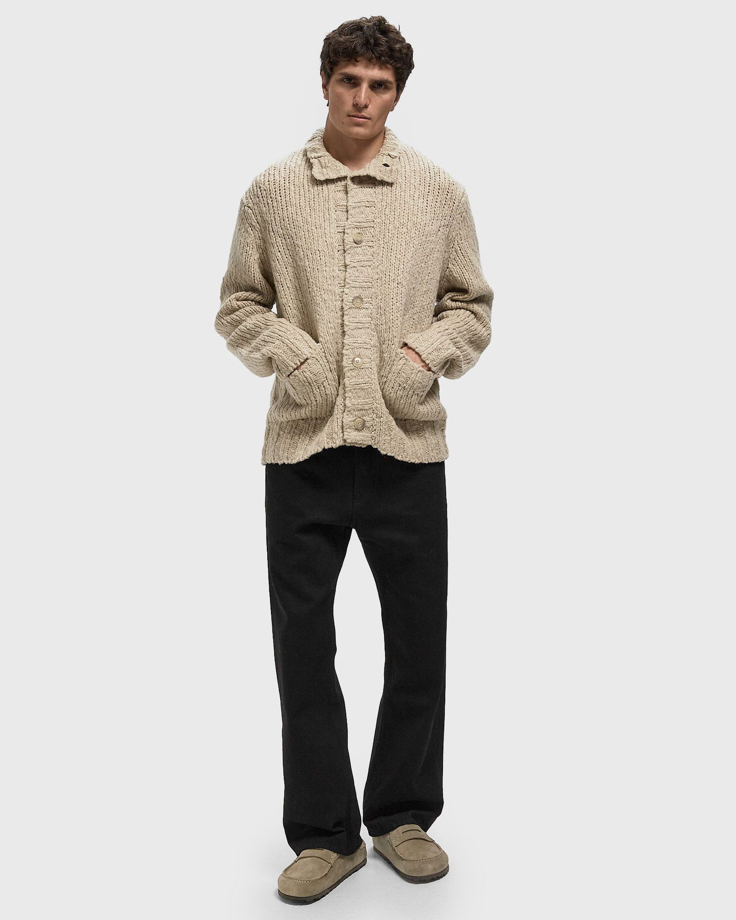 Pleteni pulover CLOSED Chunky Knit Button-Front Turtleneck Cardigan Bež | C86449-94B-22-198, 1